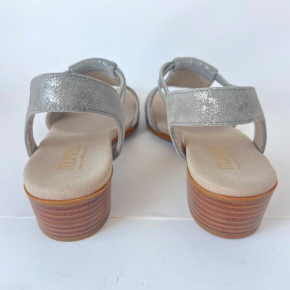 Munro Women Gunmetal Metallic Sandals Leather Slingback Block Heels Size 8.5 - Picture 5 of 13